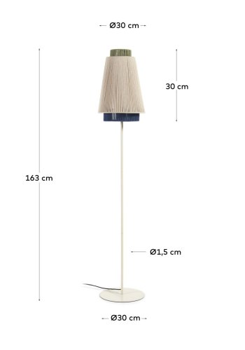 KAVE HOME Yuvia gulvlampe i bomull med beige og bl finish
