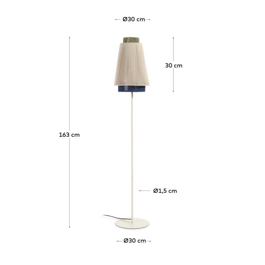KAVE HOME Yuvia gulvlampe i bomull med beige og bl finish