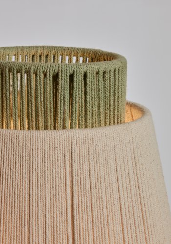 KAVE HOME Yuvia gulvlampe i bomull med beige og bl finish