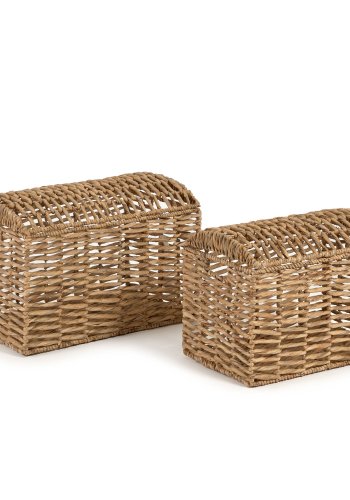 KAVE HOME Xuliana Korb, mit Deckel - natürliche Wasserhyazinthe (2er-Set)