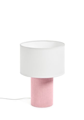 KAVE HOME Bianella bordlampe - hvid bomuld og lyser�d fl�jl