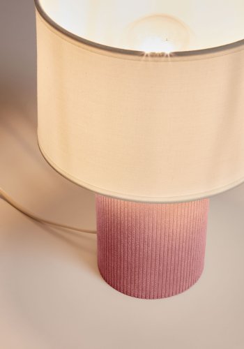 KAVE HOME Bianella bordlampe - hvid bomuld og lyser�d fl�jl