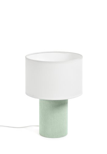 KAVE HOME Bianella bordlampe - hvid bomuld og turkis fl�jl