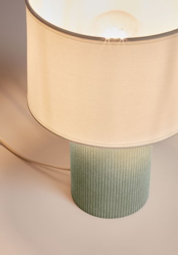 KAVE HOME Bianella bordlampe - hvid bomuld og turkis fl�jl