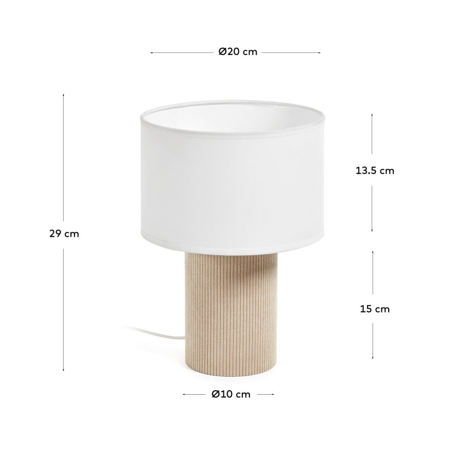 KAVE HOME Bianella bordlampe i flyel i beige