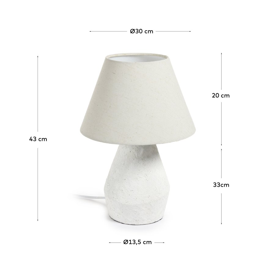 KAVE HOME Noara magnesium bordlampe med hvit finish