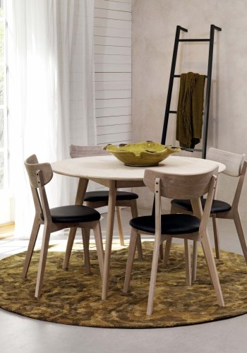 ROWICO Ami spisebordsstol - hvidpigmenteret eg og sort PU lder