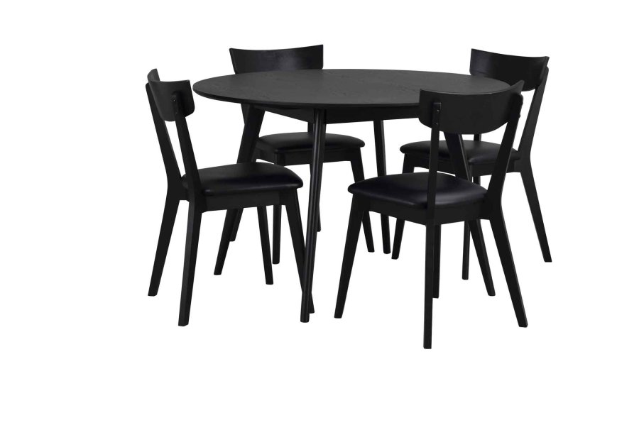 ROWICO Yumi spisebord - sort asketr, rundt (115)