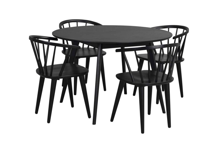 ROWICO Yumi spisebord - sort asketr, rundt (115)