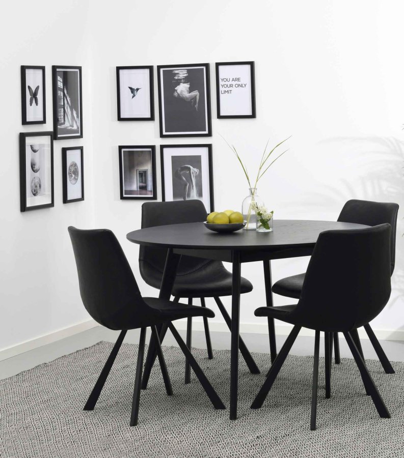 ROWICO Yumi spisebord - sort asketr, rundt (115)