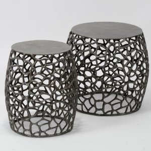 FURBO soffbordsset - svart nickel, runt (set m. 2)