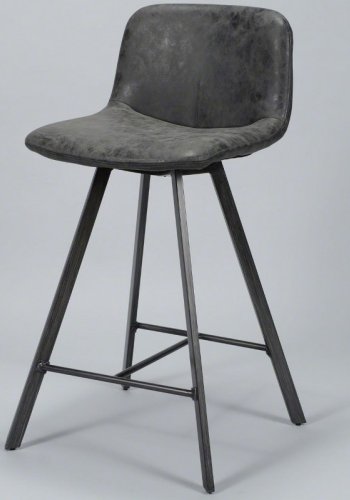 FURBO barstol, m. rygln og fodsttte - sort kunstlder og metal - OUTLET