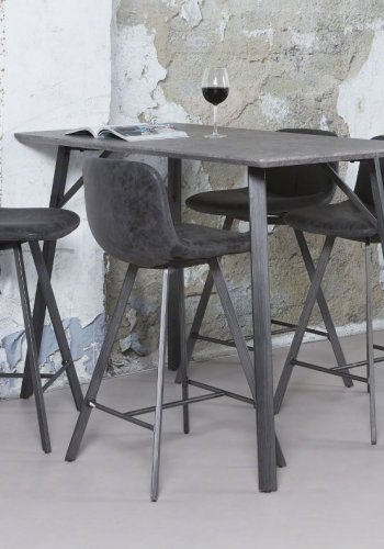 FURBO barstol, m. rygln og fodsttte - sort kunstlder og metal - OUTLET