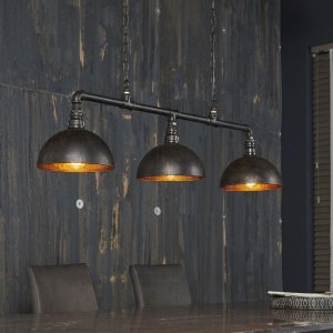 FURBO taklampa, w. 3 lampskärmar - svart metall (108x26)