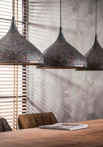 FURBO taklampe, m. 3 lampeskjermer - svart/brunt metall (135x32)