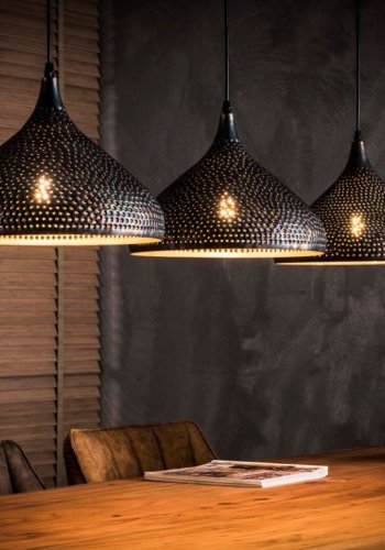 FURBO taklampe, m. 3 lampeskjermer - svart/brunt metall (135x32)