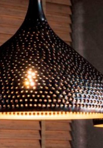 FURBO taklampe, m. 3 lampeskjermer - svart/brunt metall (135x32)