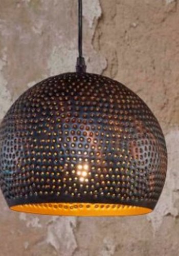 FURBO taklampe, m. 3 runde lampeskjermer - svart/brunt metall (110x25)