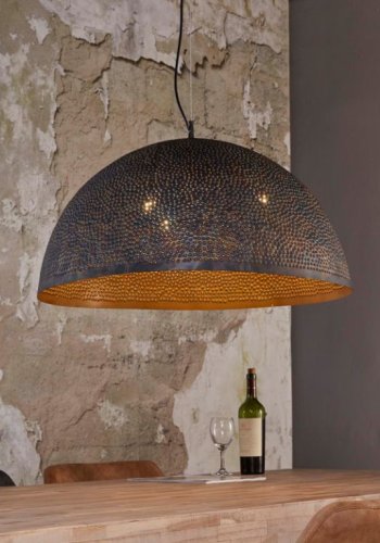 FURBO rund taklampe - svart/brunt metall (70)