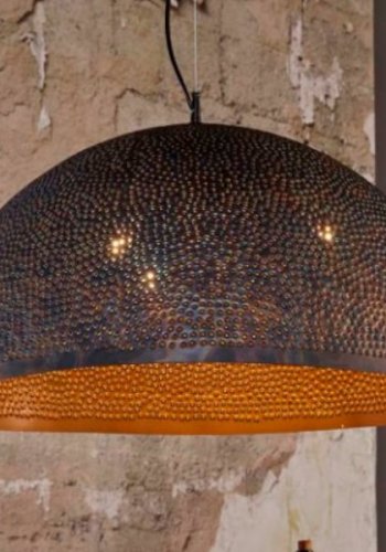 FURBO rund taklampe - svart/brunt metall (70)