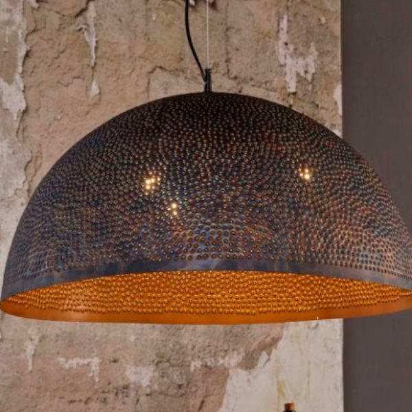 FURBO rund taklampe - svart/brunt metall (70)