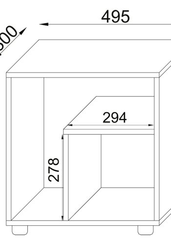 VCM NORDIC Zeito Beistelltisch, m. 2 Fächern - weiß/naturholz (50x30)