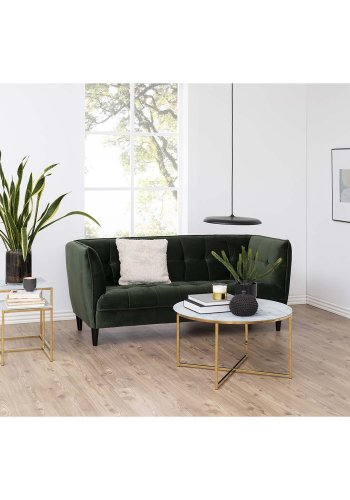 ACT NORDIC Alisma Sidobord - Glas med Vitt Marmortryck och Guldmetall