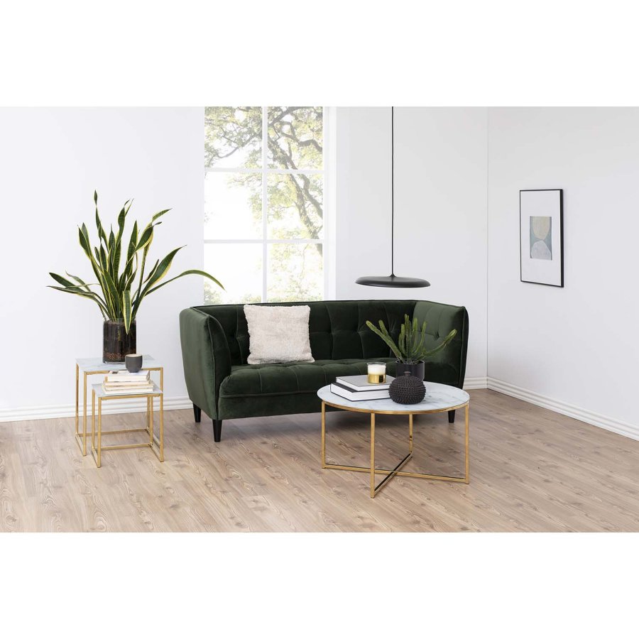 ACT NORDIC Alisma Sidobord - Glas med Vitt Marmortryck och Guldmetall