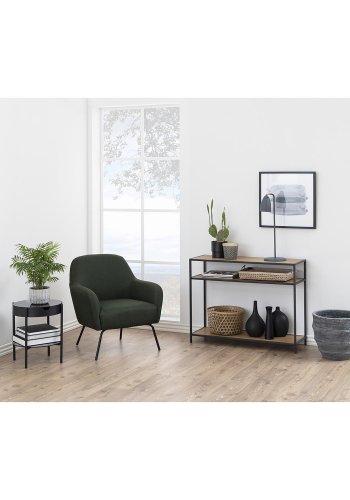 ACT NORDIC Seaford Konsolentisch, mit 2 Regalen – Naturpapier-Wildmelamin und schwarzes Metall (100x35)