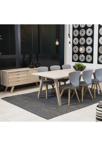 ACT NORDIC A-Line Matbord med Utdragsfunktion - Vitpigmenterad Ekfanér och Ek (210 / 310 x 100 cm)