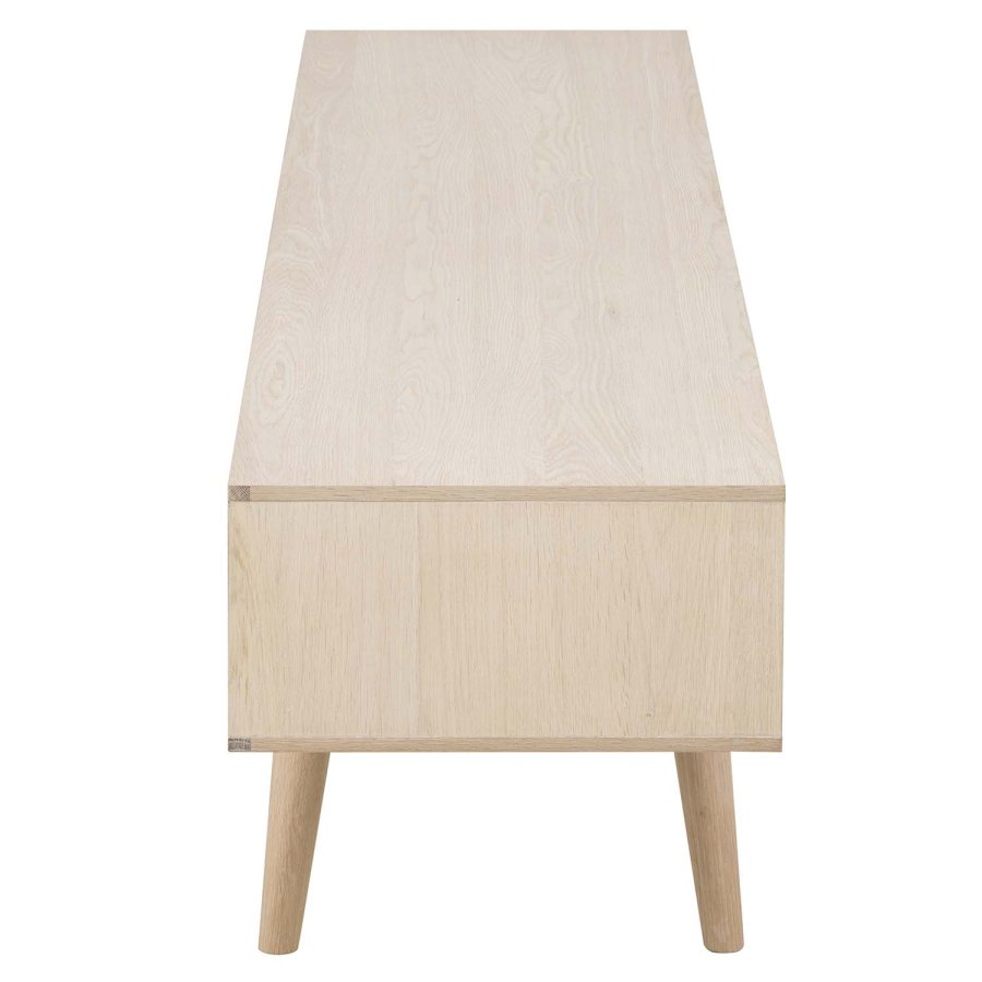 ACT NORDIC Century TV-bord, med 2 Luckor - Vitpigmenterad Ekfanér och Ek (160 x 38 cm)