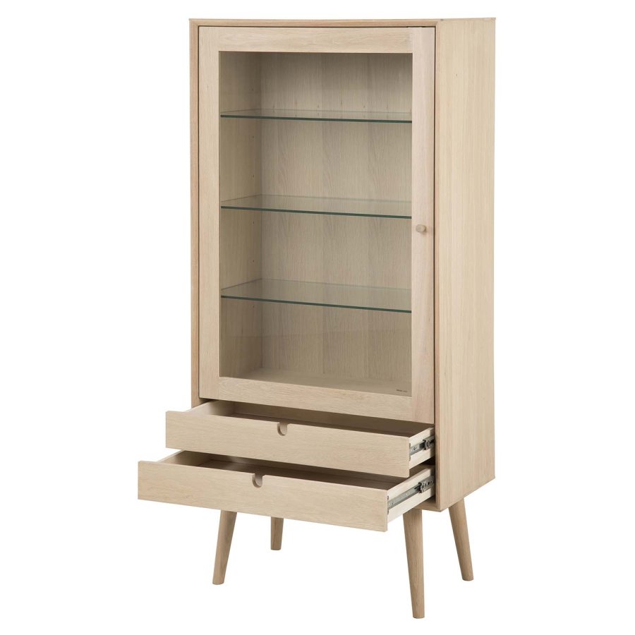 ACT NORDIC Century Vitrinskp, med 1 Glasdörr och 2 Ldor - Vitpigmenterad Ekfanér och Ek