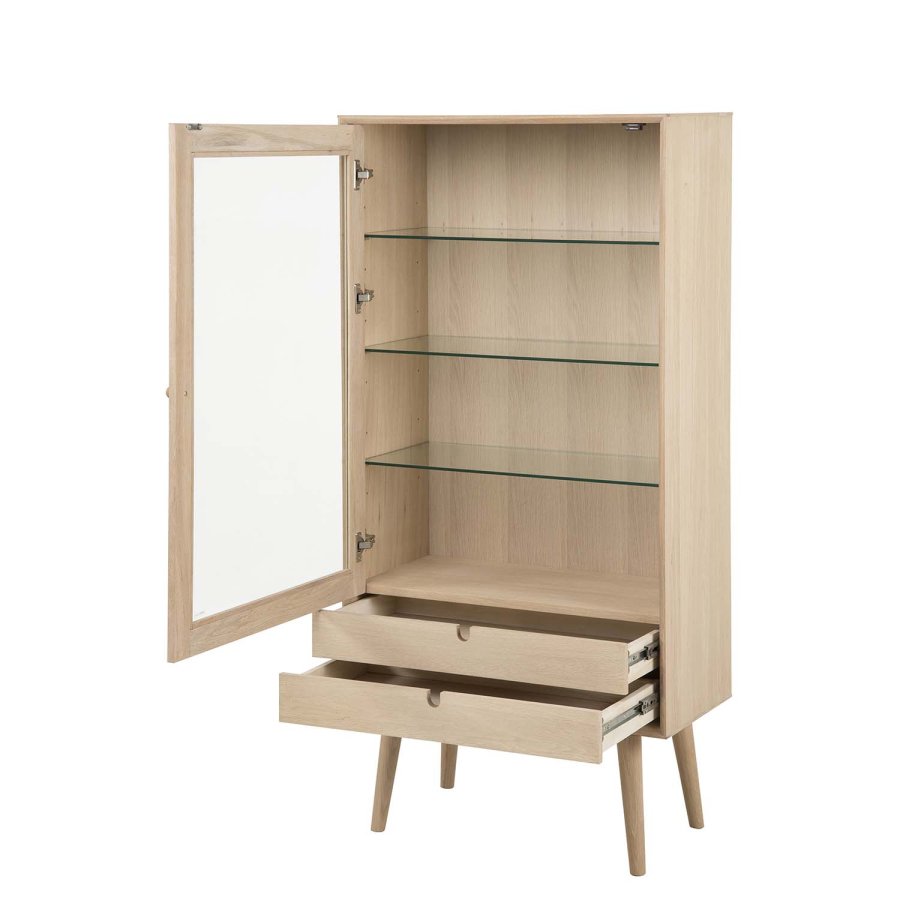 ACT NORDIC Century Vitrinskp, med 1 Glasdörr och 2 Ldor - Vitpigmenterad Ekfanér och Ek