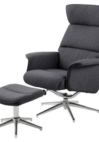 ACT NORDIC Alura hvilestol og fotskammel - mrkegr polyester og kromstl