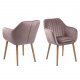 ACT NORDIC Emilia Sessel, mit Armlehnen – rosa Polyester und natürliche Eiche