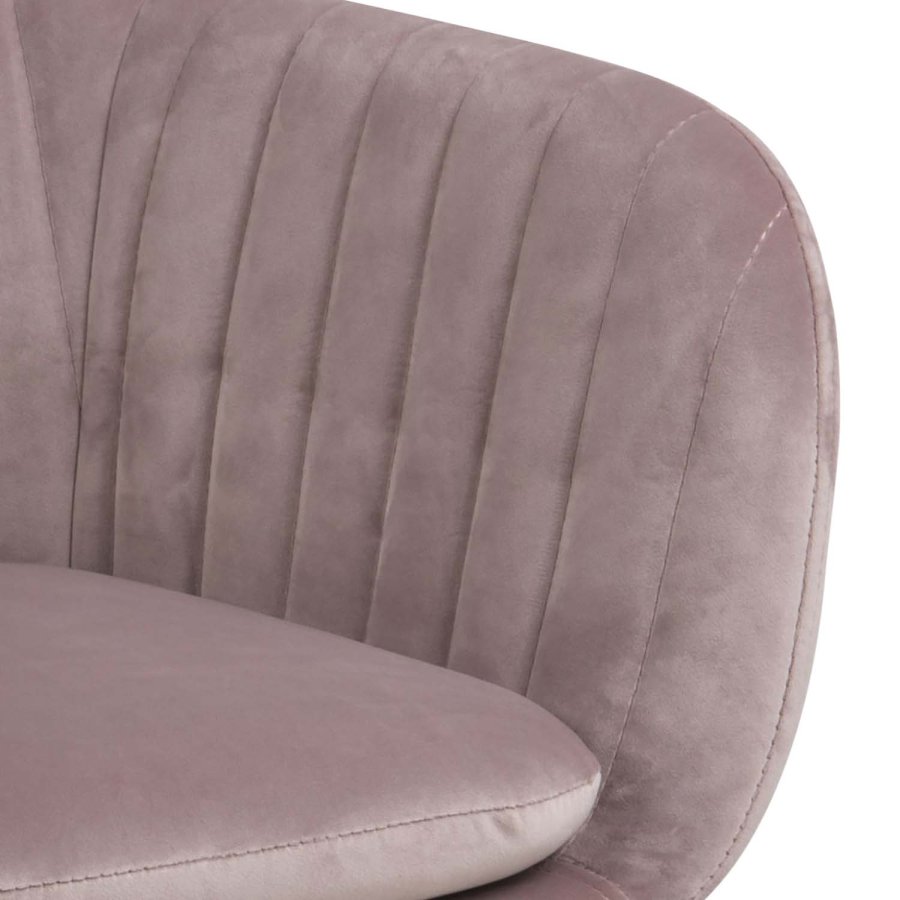 ACT NORDIC Emilia Sessel, mit Armlehnen – rosa Polyester und natürliche Eiche