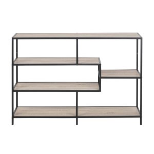 ACT NORDIC rektangulr Seaford bogreol - natur papir sonoma eg og sort metal(H:78cm x114cm x 35cm)