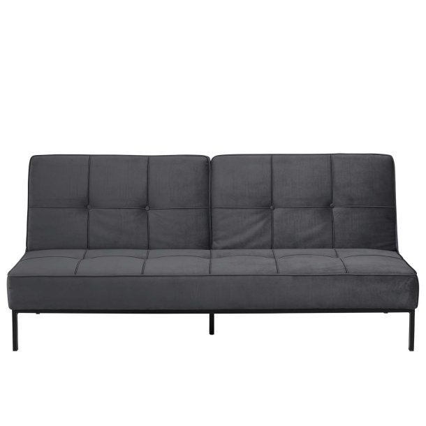 Perugia sovesofa, mrkegr polyester, sorte metalben 120cm