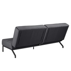 Perugia sovesofa, mrkegr polyester, sorte metalben 120cm