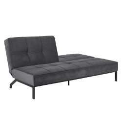 Perugia sovesofa, mrkegr polyester, sorte metalben 120cm