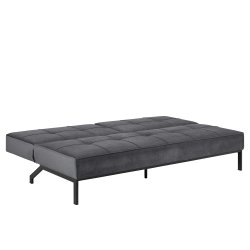 Perugia sovesofa, mrkegr polyester, sorte metalben 120cm