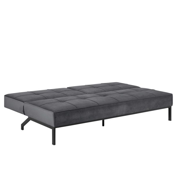 Perugia sovesofa, mrkegr polyester, sorte metalben 120cm
