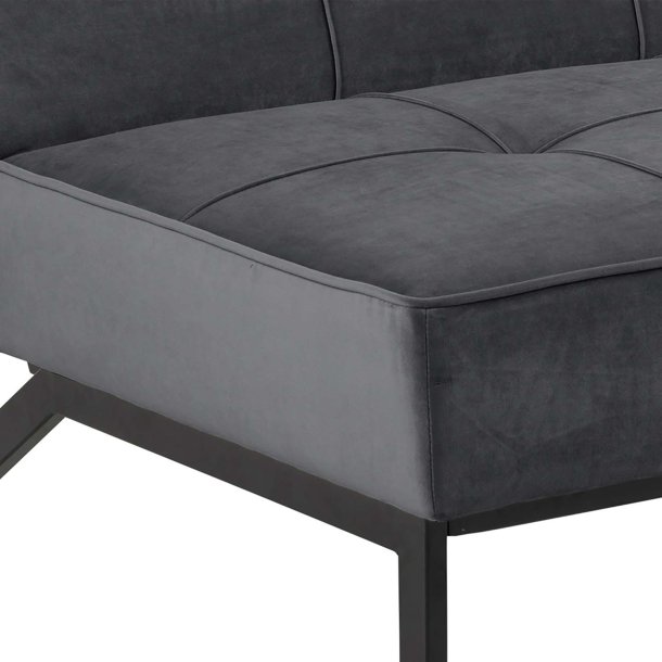 Perugia sovesofa, mrkegr polyester, sorte metalben 120cm