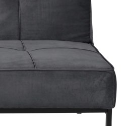 Perugia sovesofa, mrkegr polyester, sorte metalben 120cm