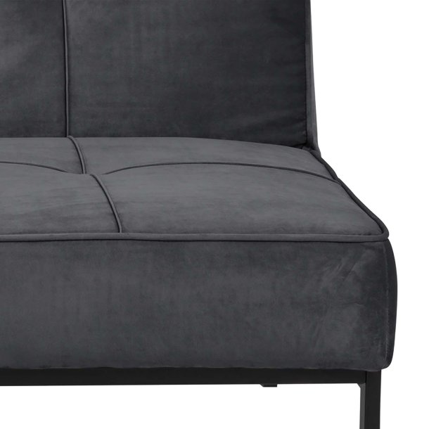 Perugia sovesofa, mrkegr polyester, sorte metalben 120cm