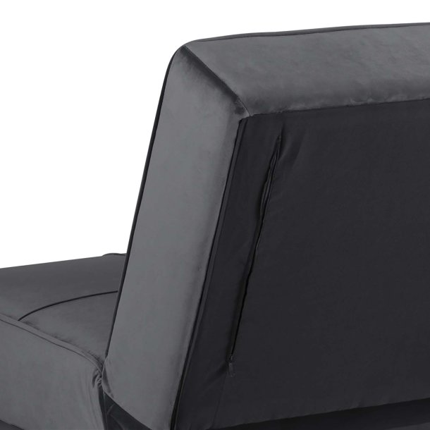 Perugia sovesofa, mrkegr polyester, sorte metalben 120cm