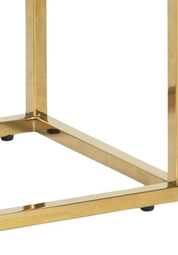 ACT NORDIC Alisma Konsollbord, med Hyllan - Kristallklart Frostat Glas med Vitt Marmortryck och Guldmetall (79,5 x 26 cm)