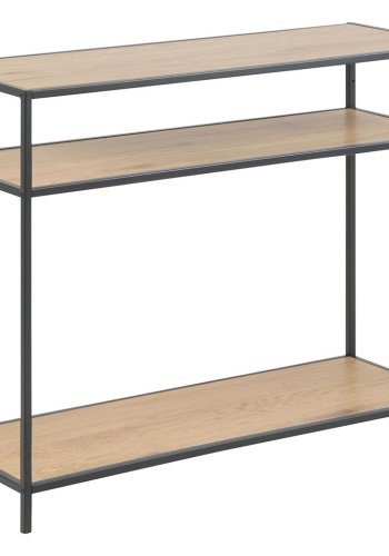 ACT NORDIC Seaford Konsolentisch, mit 2 Regalen – Naturpapier-Wildmelamin und schwarzes Metall (100x35)