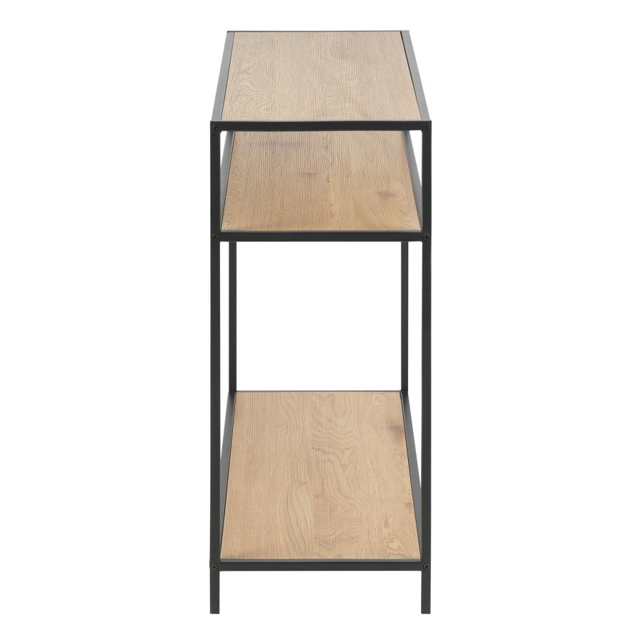 ACT NORDIC Seaford Konsolentisch, mit 2 Regalen – Naturpapier-Wildmelamin und schwarzes Metall (100x35)
