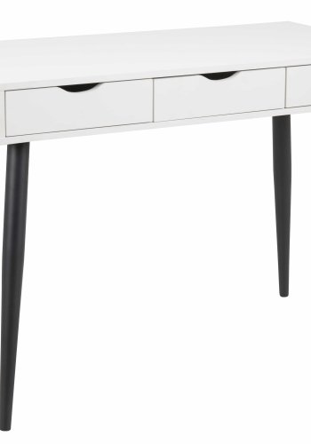 ACT NORDIC Neptun skrivebord - hvid/sort melamin/metal, m. 3 skuffer (110x50)